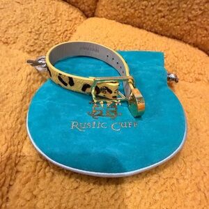 Rustic Cuff Yellow and Black Animal Print calf hair Bracelet